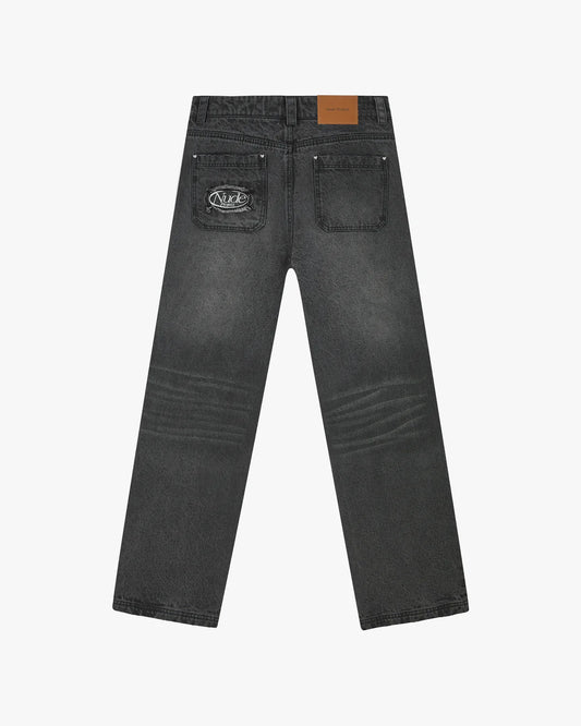 Basic Straight Jeans Black-Black