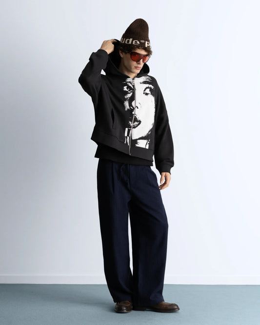 Side-Eye Zip-Up Hoodie Black