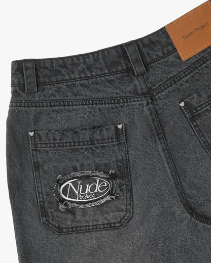 Basic Straight Jeans Black-Black