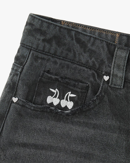 Basic Straight Jeans Black-Black