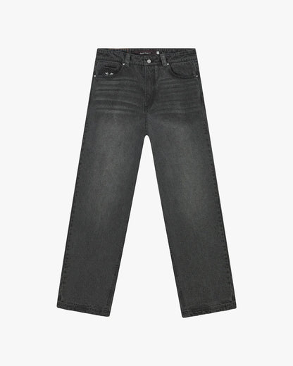 Basic Straight Jeans Black-Black