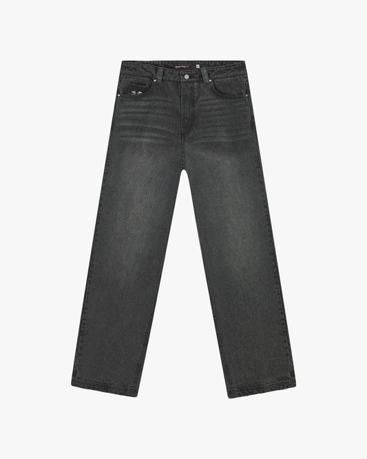 Basic Straight Jeans Black-Black