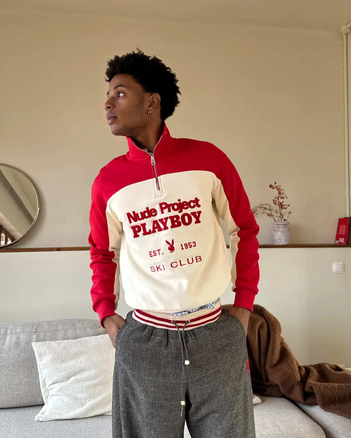 Ski Club Quarter-Zip Red