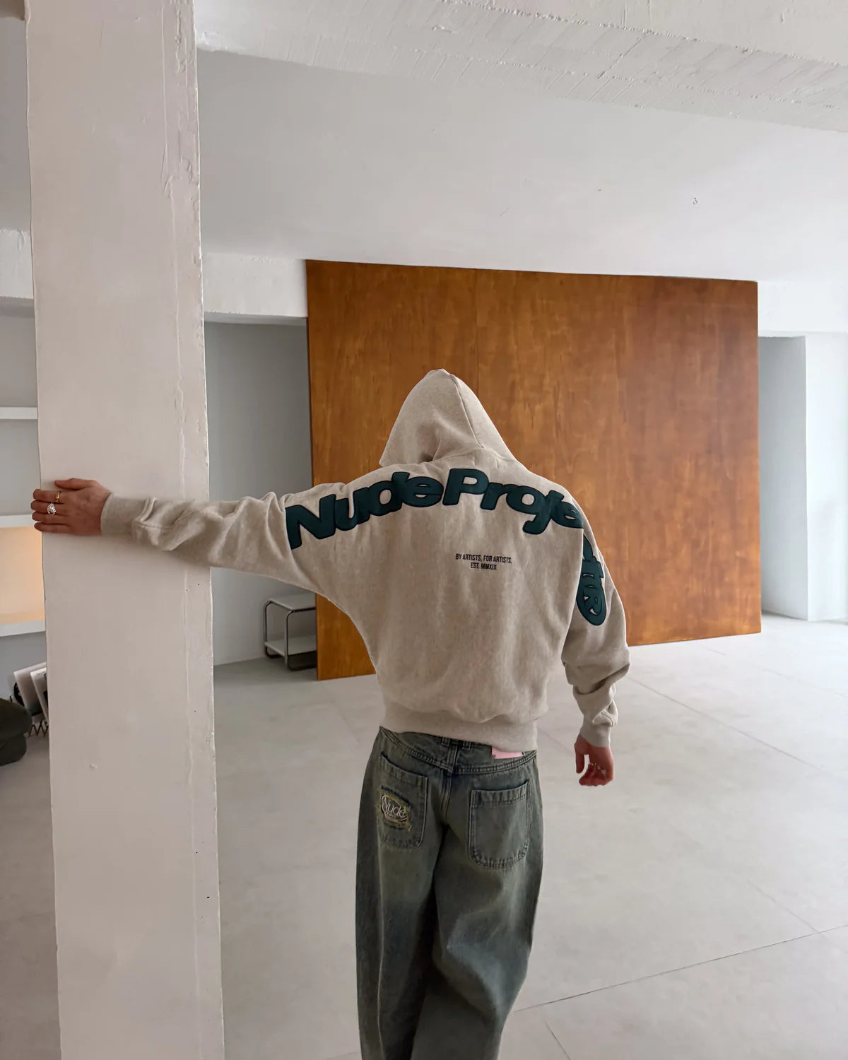 Beast Zip-up Hoodie Grey Melange