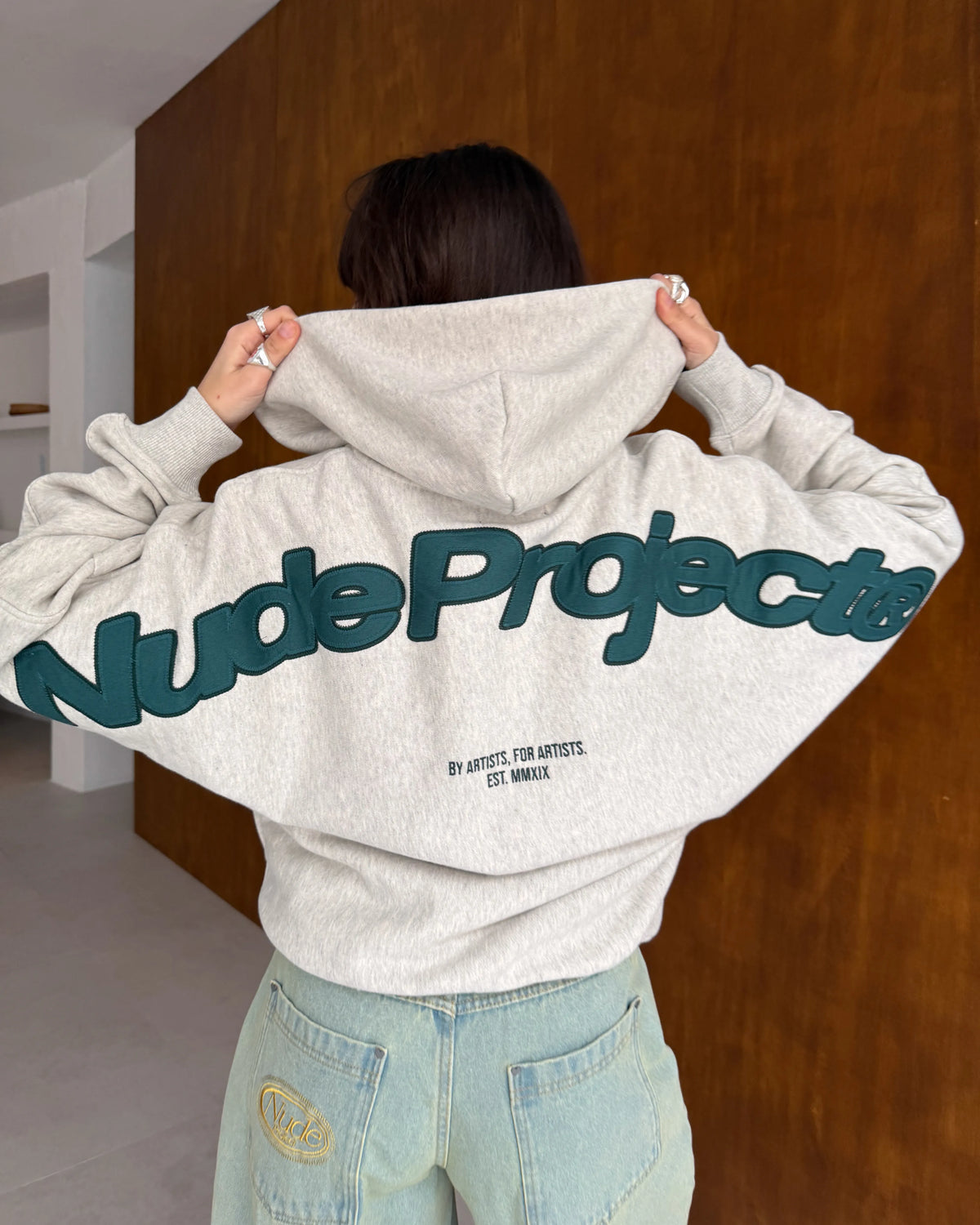 Beast Zip-up Hoodie Grey Melange