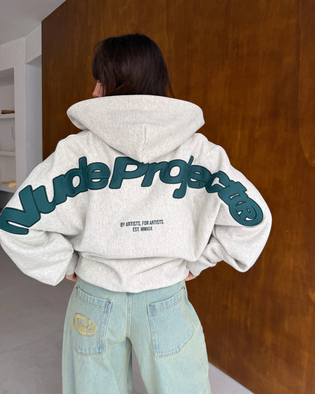 Beast Zip-up Hoodie Grey Melange