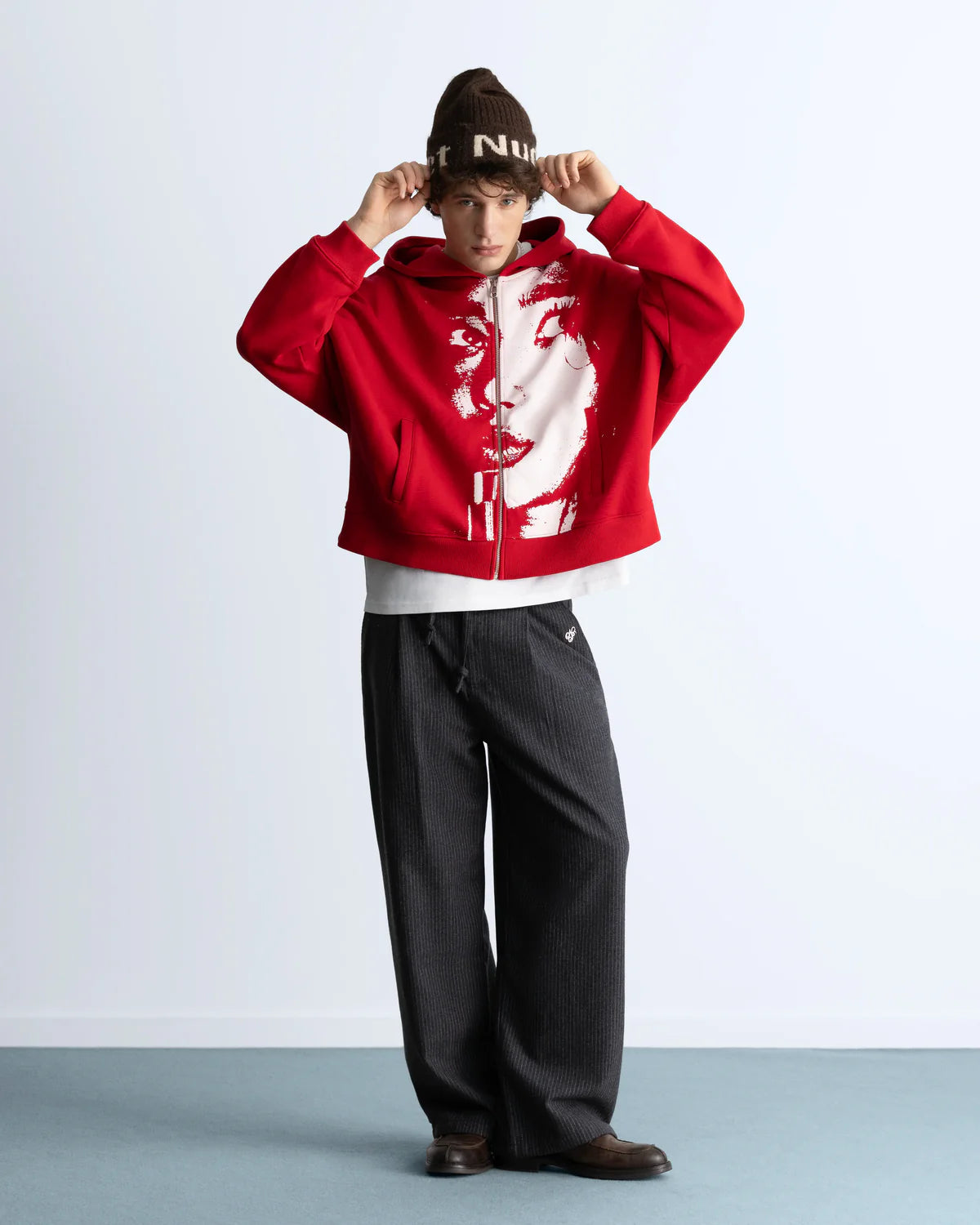 Side-Eye Zip-Up Hoodie Red