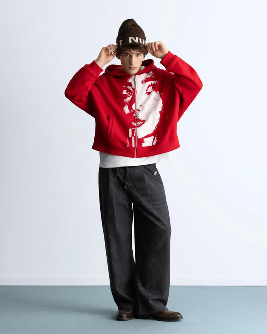 Side-Eye Zip-Up Hoodie Red
